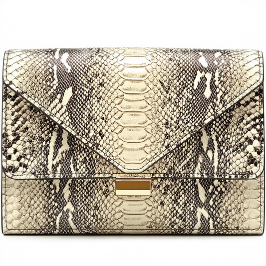 Michael Kors Daria Fold Over Clutch Natural Python