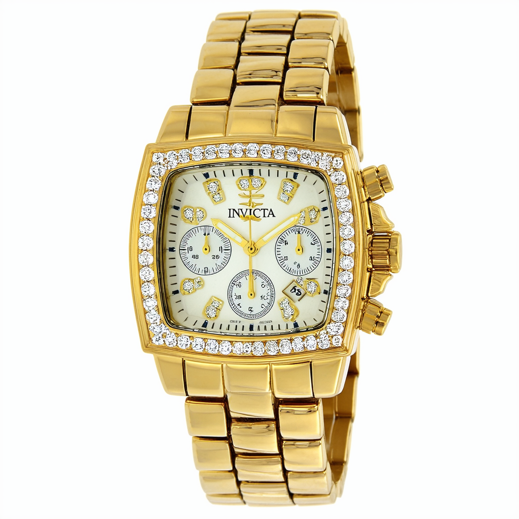 Invicta Women's 5375 Square Angel Diamond Gold-Tone Chronograph Watch