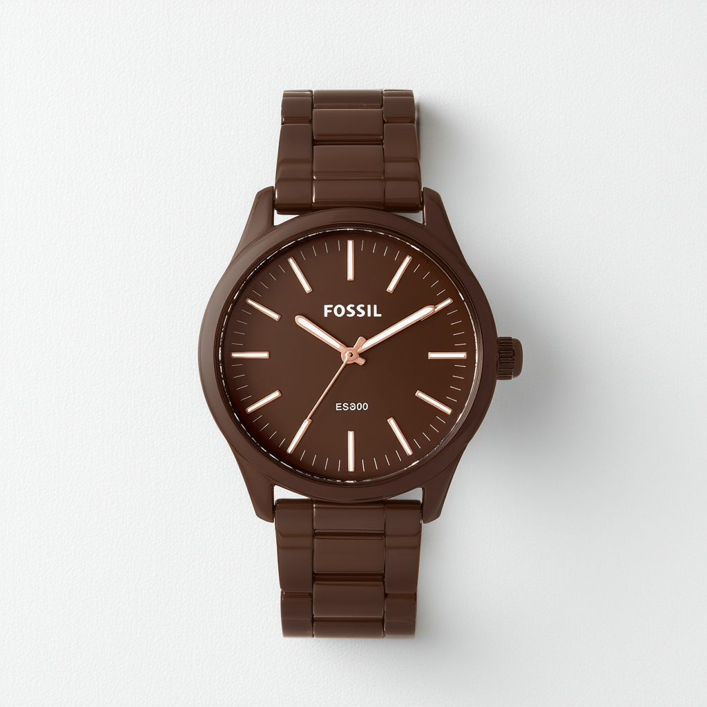 Fossil Women's ES3090 Plastic Case And Band Analog Brown Dial Watch