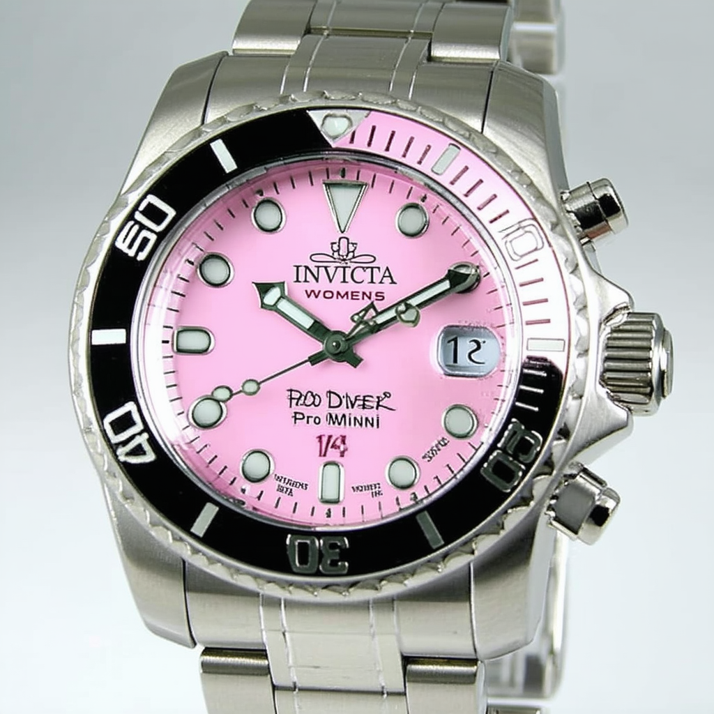 Invicta Women's 11437 Pro Diver Mini Pink Dial Stainless Steel Watch
