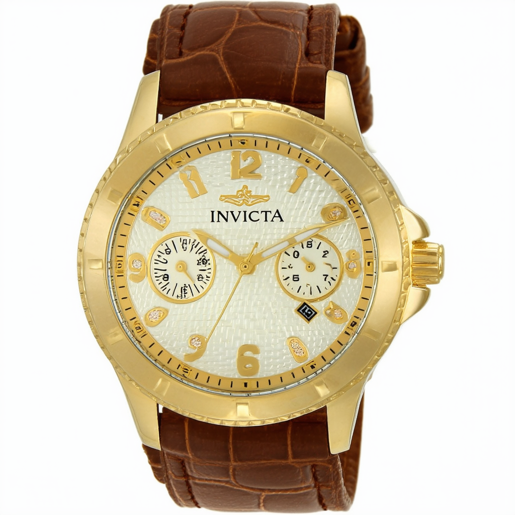 Invicta Women's 15150 Angel Gold Dial Brown Leather Watch