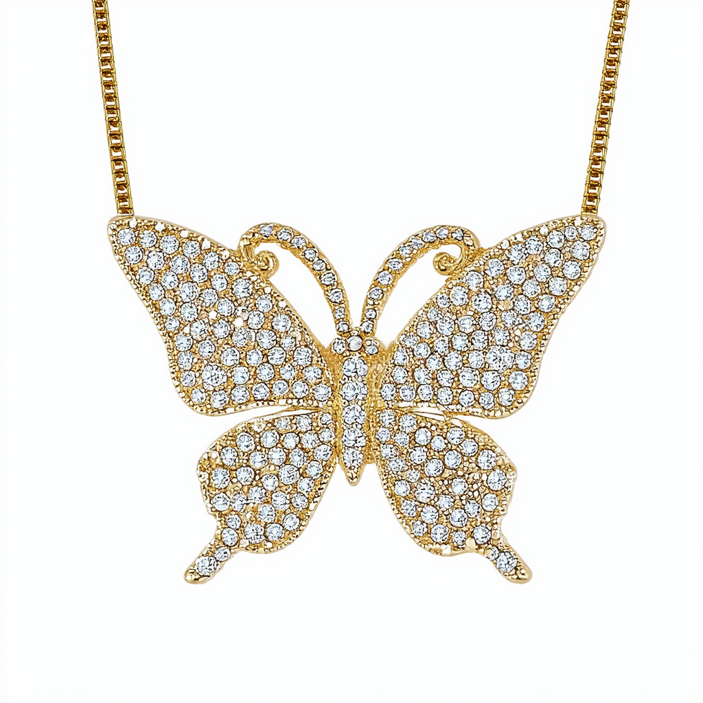 Betsey Johnson "Butterfly Effect" Pave Pendant Necklace, 18" + 3" Extender