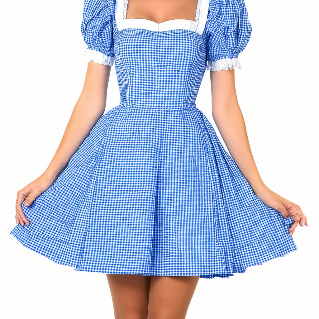 Adult Deluxe Kansas Girl Costume Women's Blue Gingham Dress