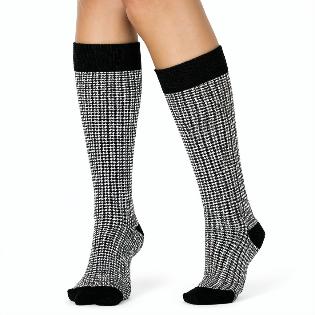 Life is good Women's Knee Houndstooth Sock (Night Black)