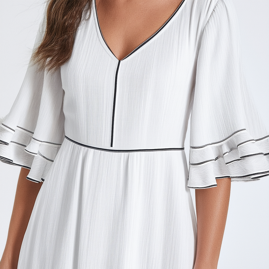 Calvin Klein Women's Flutter Sleeve Dress with Piping