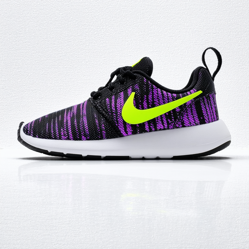 Nike 677784-003 Kids Grade School Roshe ONE Print Black/Hyper Violet/Volt/White