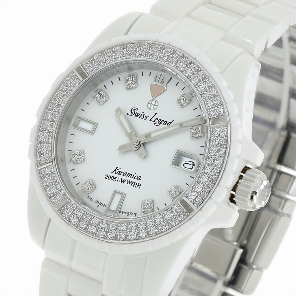 Swiss Legend Women's 20051-WWWRR Karamica White High Tech Ceramic Diamond Watch