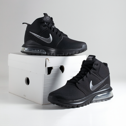 NIKE Mens Stefan Janoski Max Mid Black/Blacl/Mtllc Silver/White Skate Shoe (10.5)