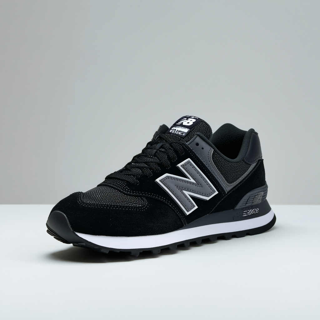 New Balance mens Iconic 574 V2 Sneaker, Black/Reflection, 11 Wide US