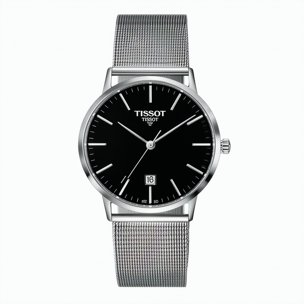 Tissot Visodate Black Dial Stainless Steel Mesh Watch T0194301105100