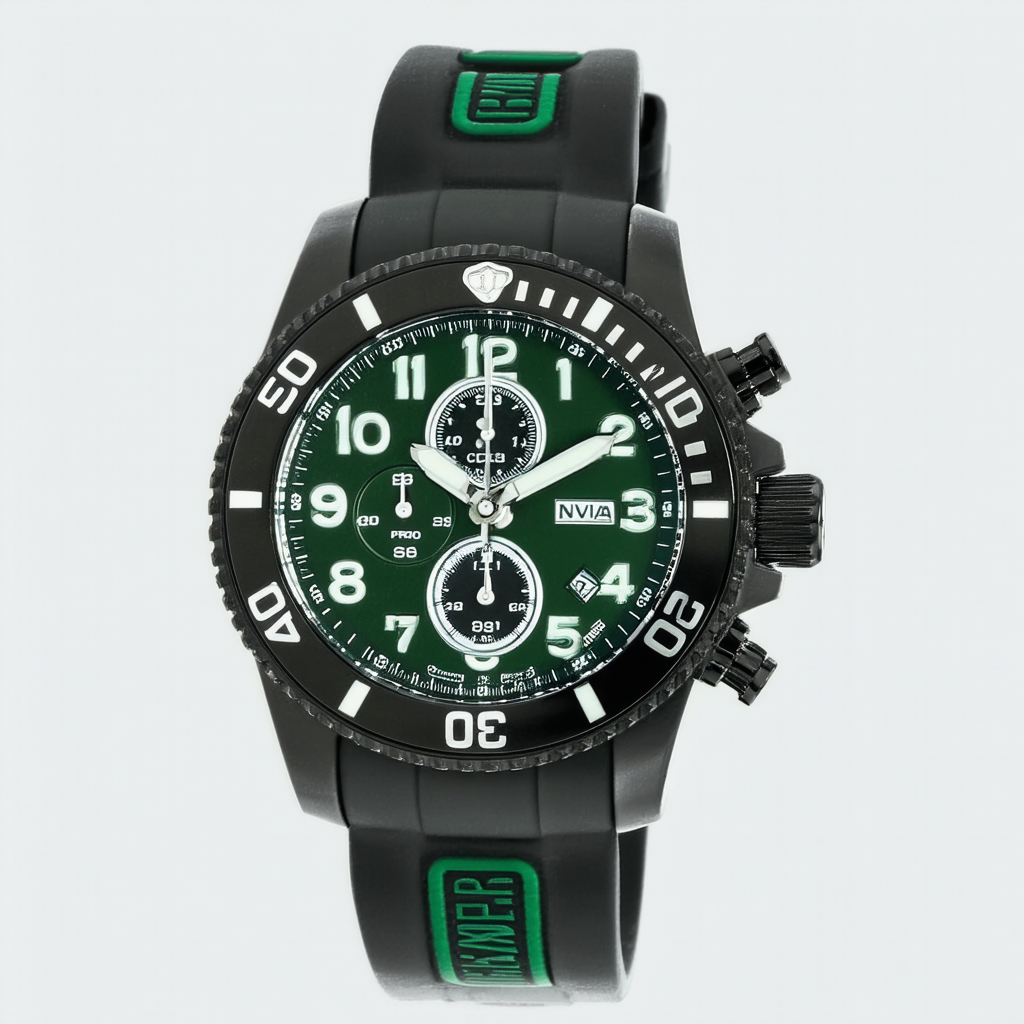 Invicta Men's 6984 Pro Diver Collection Chronograph Green Dial Black Polyurethane Watch
