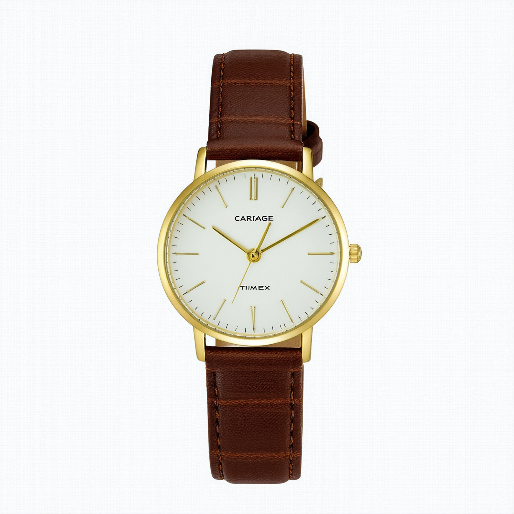 Carriage by Timex Women's C3C37630 Analog Gold Case Brown Leather Strap Watch
