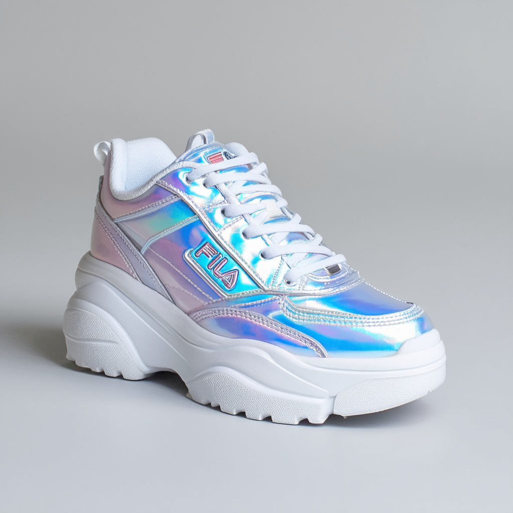 Fila Womens Disruptor Ii Wedge Flatform Iridescent Sneaker