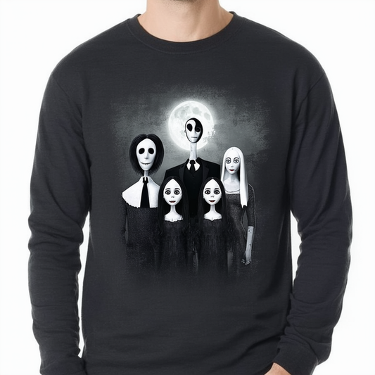 Addams Family Portrait Mens Graphic Tee- Small