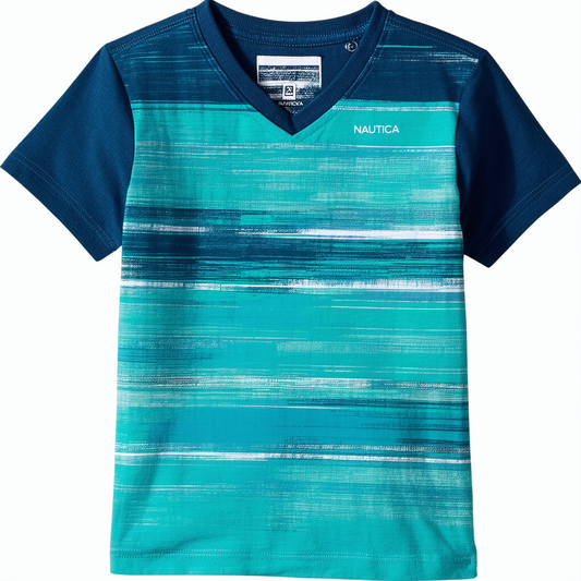 Nautica Boys' Short Sleeve Patterned V-Neck T-Shirt