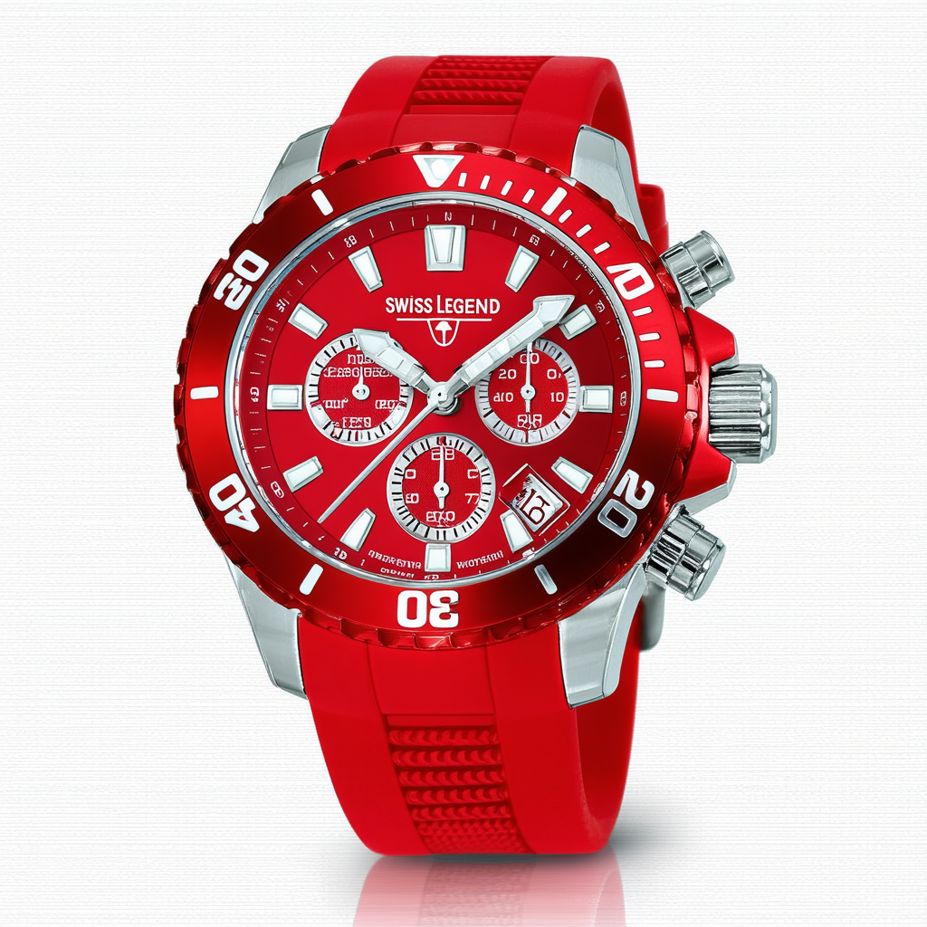 Swiss Legend Women's 10535-05 Trimix Diver Chronograph Red Dial Red Silicone Watch