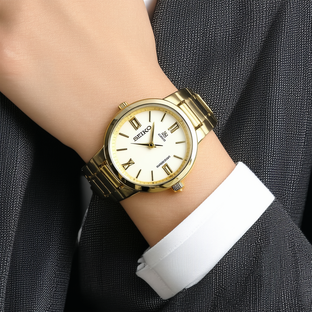 Seiko Women's SUP286 Tressia Analog Display Japanese Quartz Gold Watch