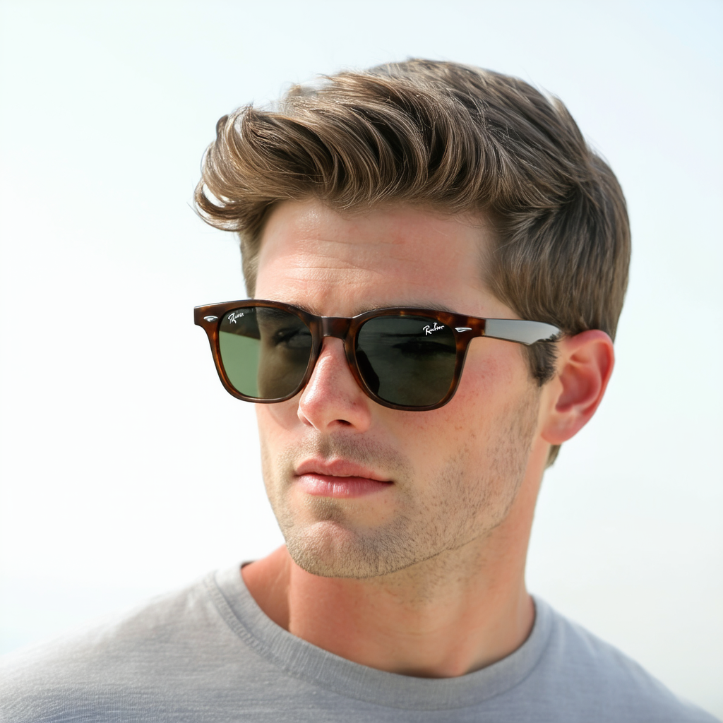 Ray-Ban Men's RB4176 Polarized Rectangular Sunglasses, Dark Shiny Brown, 64 mm