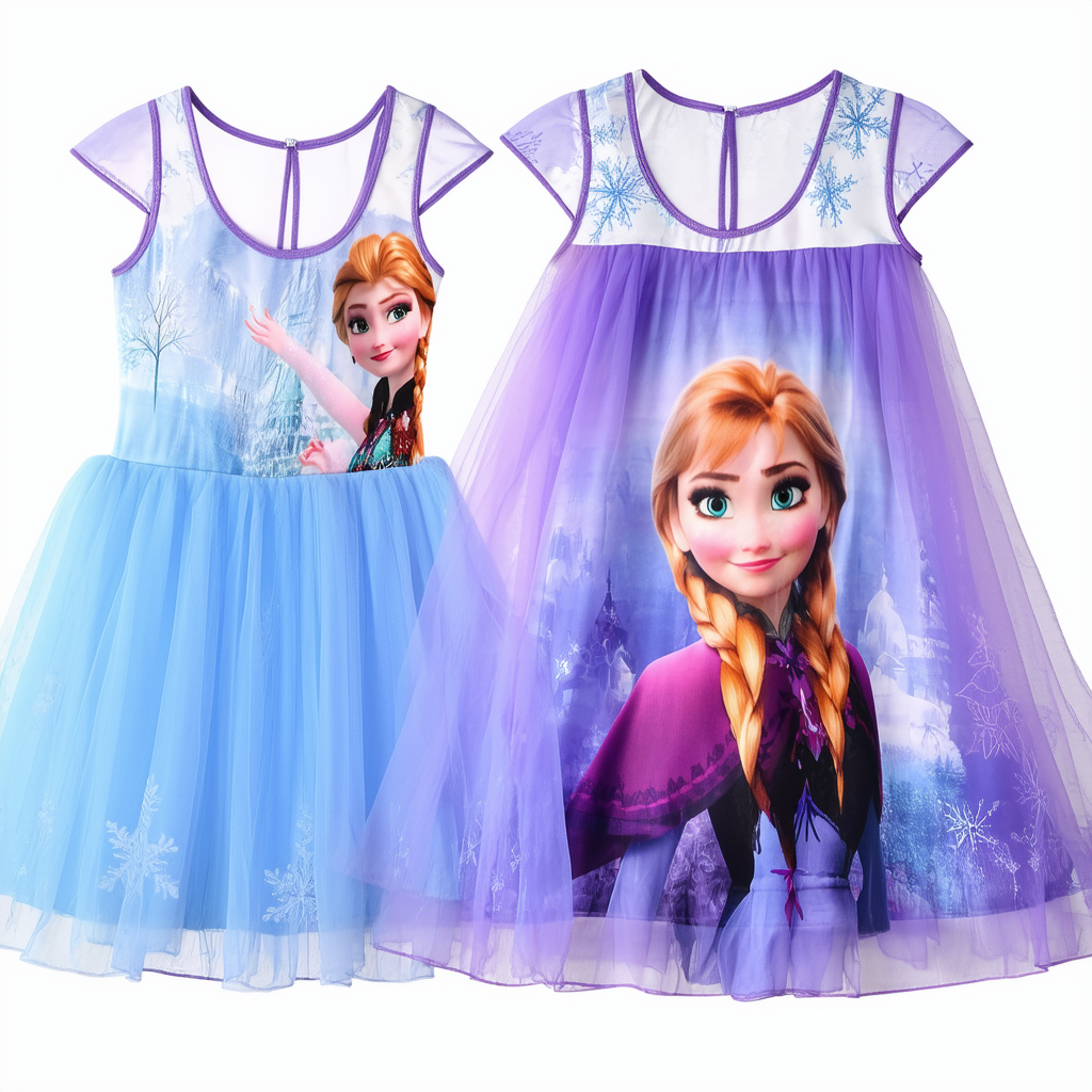 Disney Girls' Elsa and Anna Frozen Tulle Dress