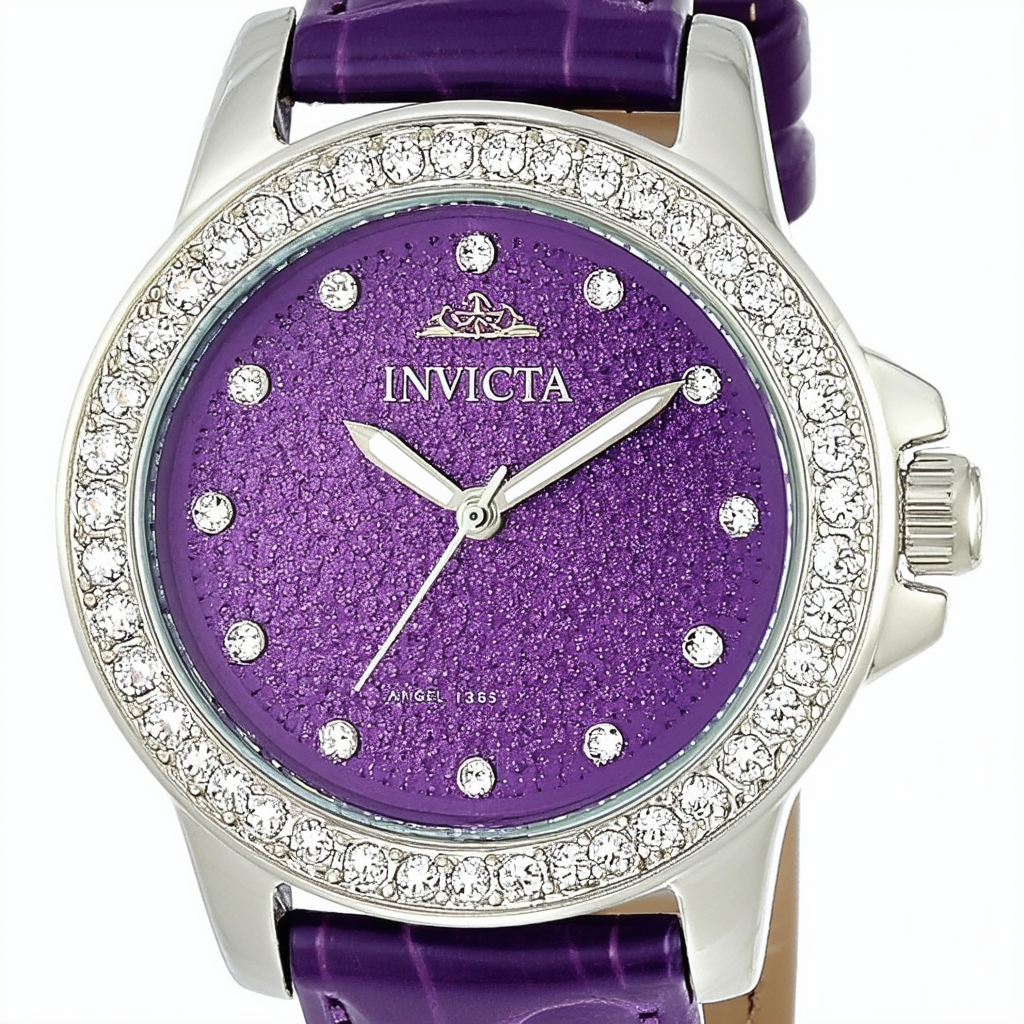 Invicta Women's 13655 Angel Purple Dial Crystal Accented Purple Leather Watch