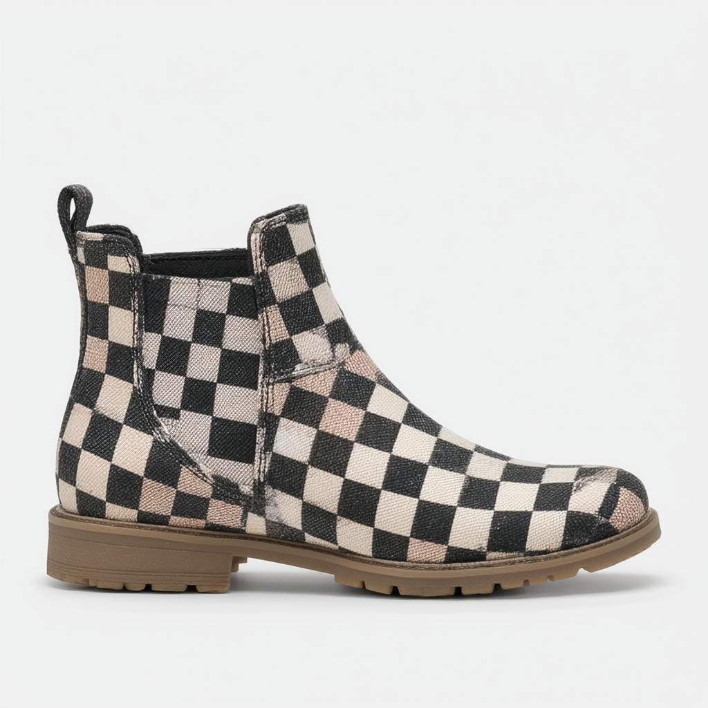 BOBS from Skechers Women's Puzzles-Check Mate Ankle Bootie