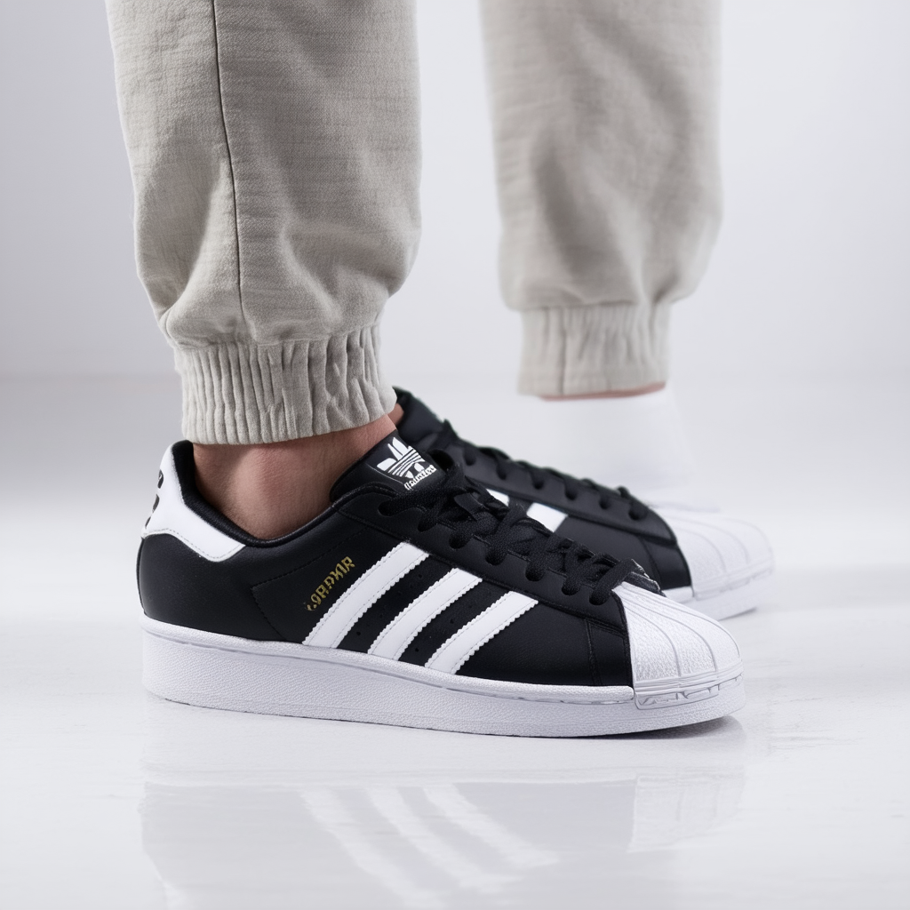 adidas Men's Superstar Black/White D69366 (Size: 8)