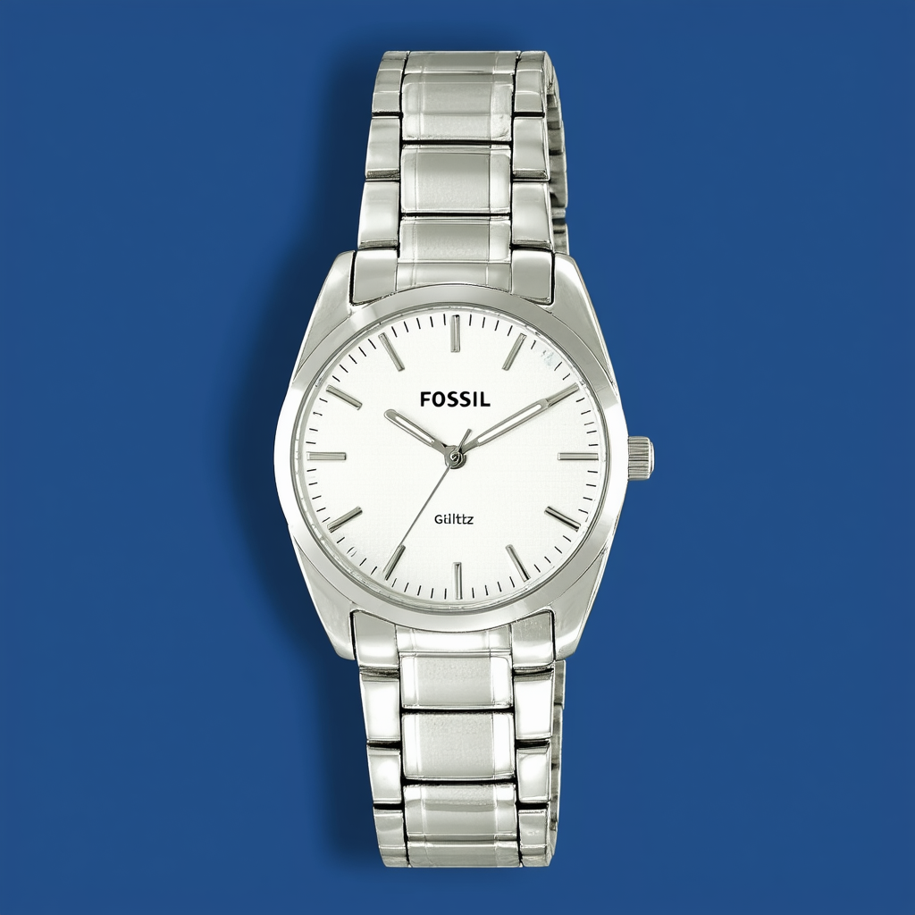 Fossil Men's AM4116 Glitz Stainless Steel White Dial Watch