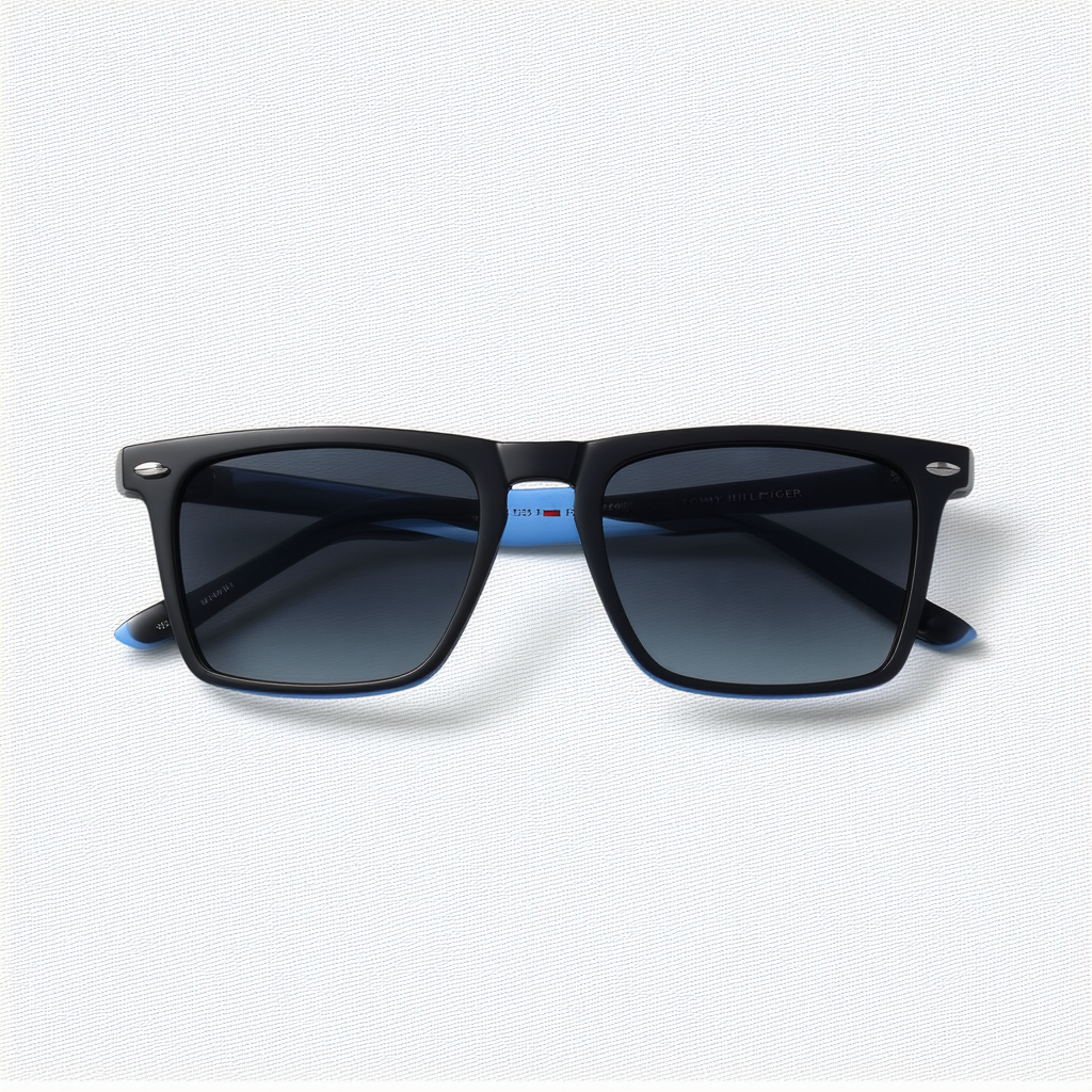 Tommy Hilfiger Men's TH1556/S Square Sunglasses, Black & Blue, 56 mm