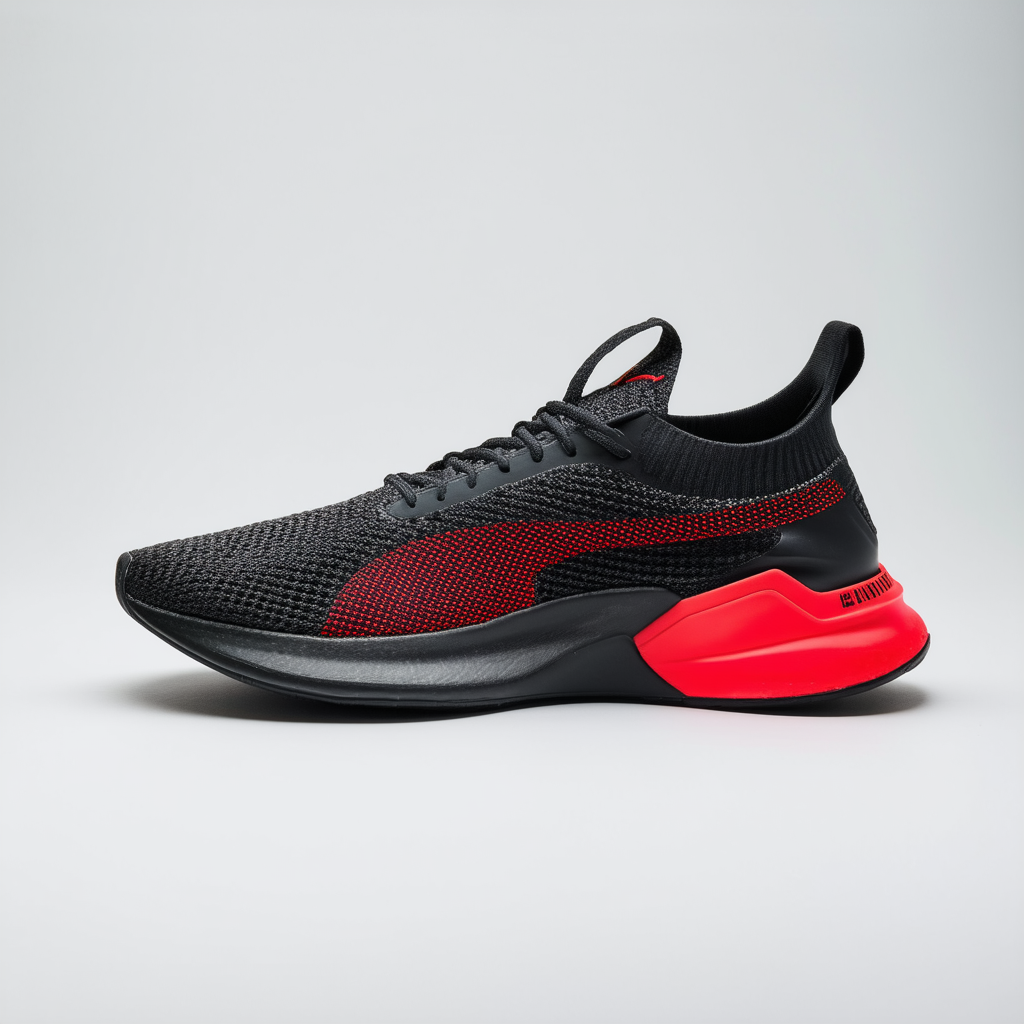 Puma Men's Ignite Evoknit Lo Sneaker, Black/Asphalt/high Risk Red, 8.5 M US