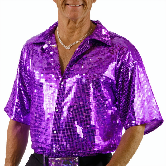 70's Disco Dude Adult Costume Shirt Purple
