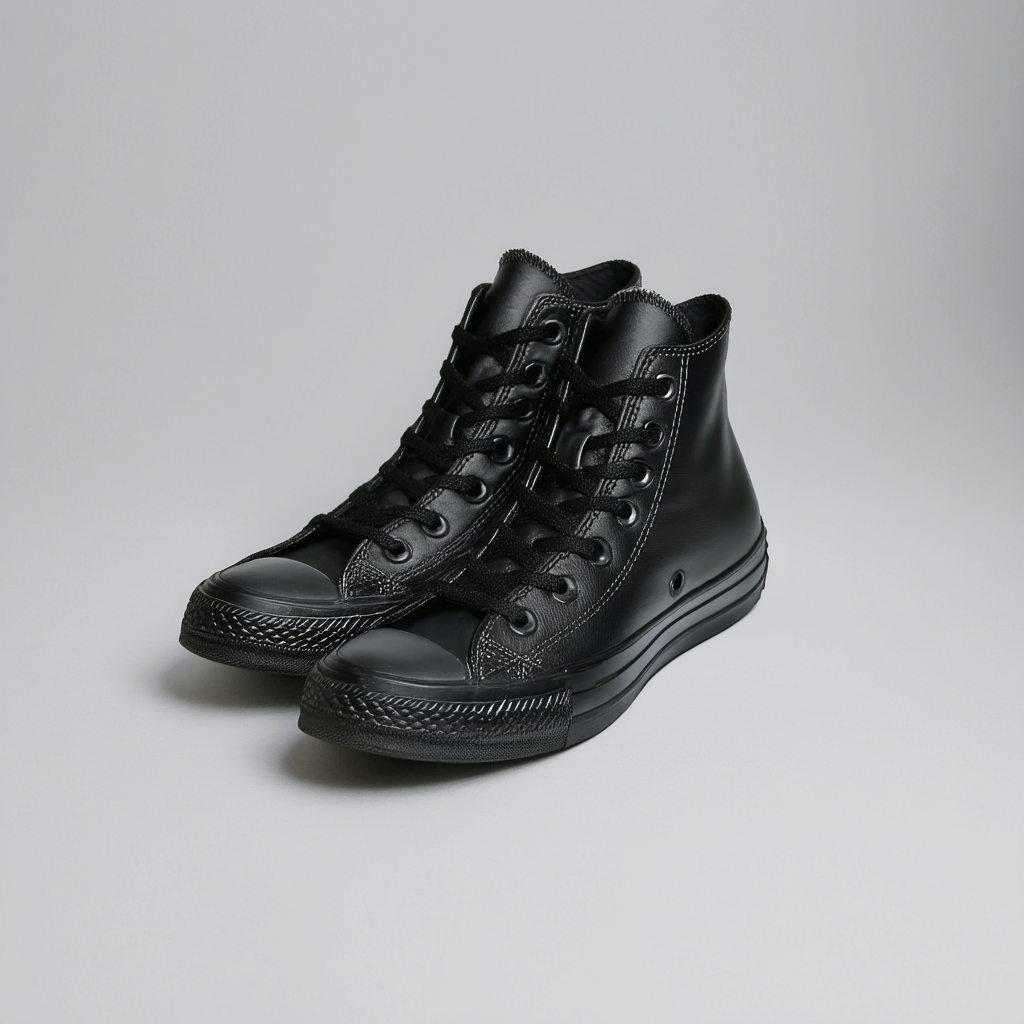 Converse Women's Chuck Taylor All Star Leather High Top Sneaker, Black Mono, 7.5