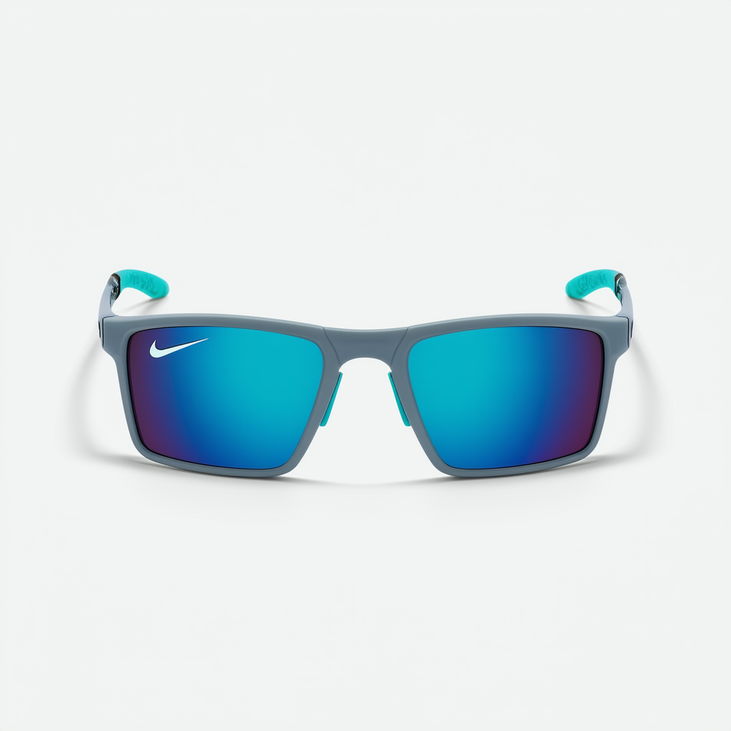 Nike Swag Sunglasses, Neo Turquoise/Grey, Grey with Blue Flash Lens