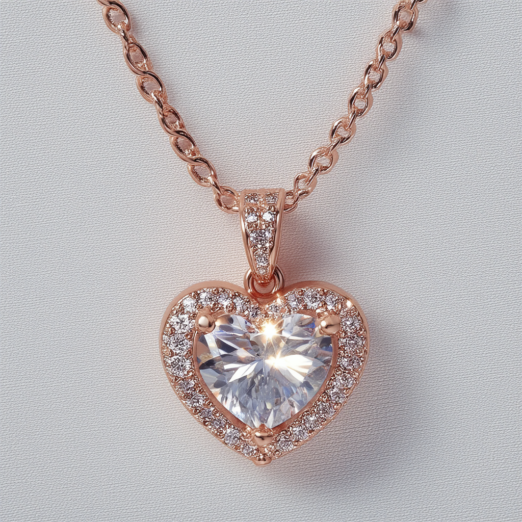 GUESS Rose Gold-Tone Pave Crystal Glass Stone Heart Pendant Toggle Necklace