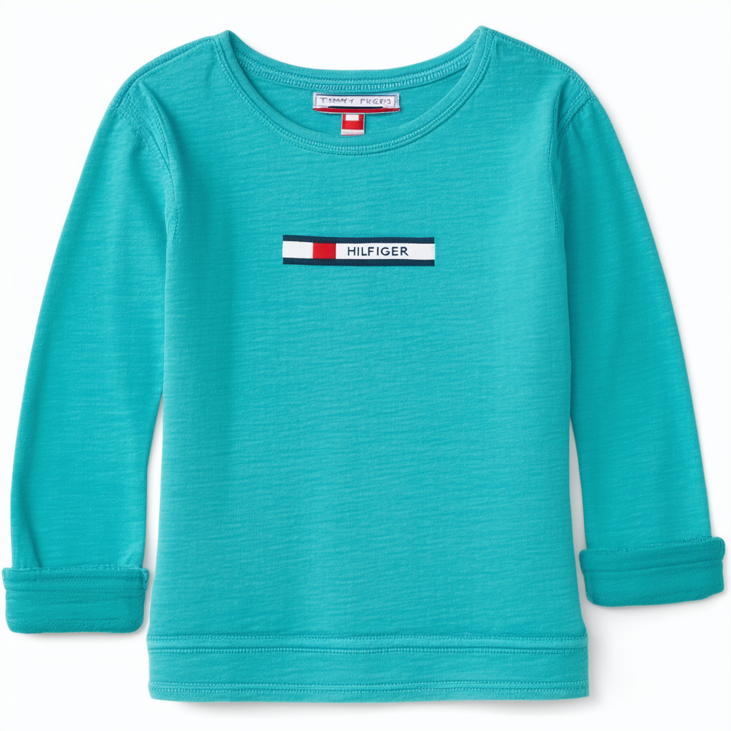 Tommy Hilfiger Girls' French Terry 3/4 Sleeve with Roll Cuffs