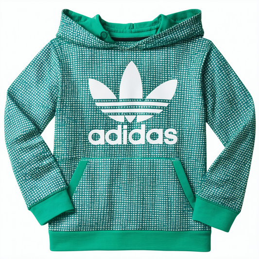 adidas Boys' Long Sleeve Cotton Allover Logo Hooded T-Shirt