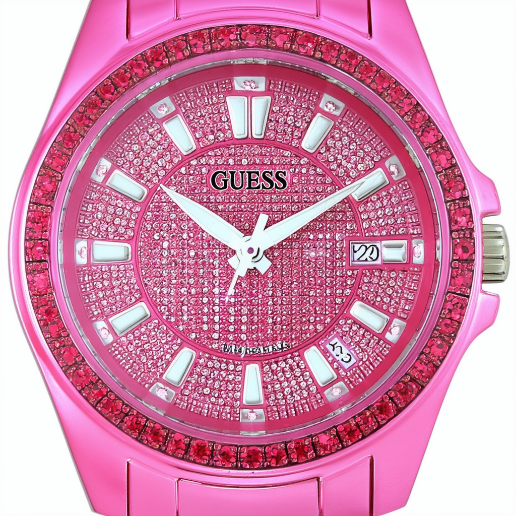 GUESS Women's U11643L1 Dazzling Sporty Pink Mid-Size Watch