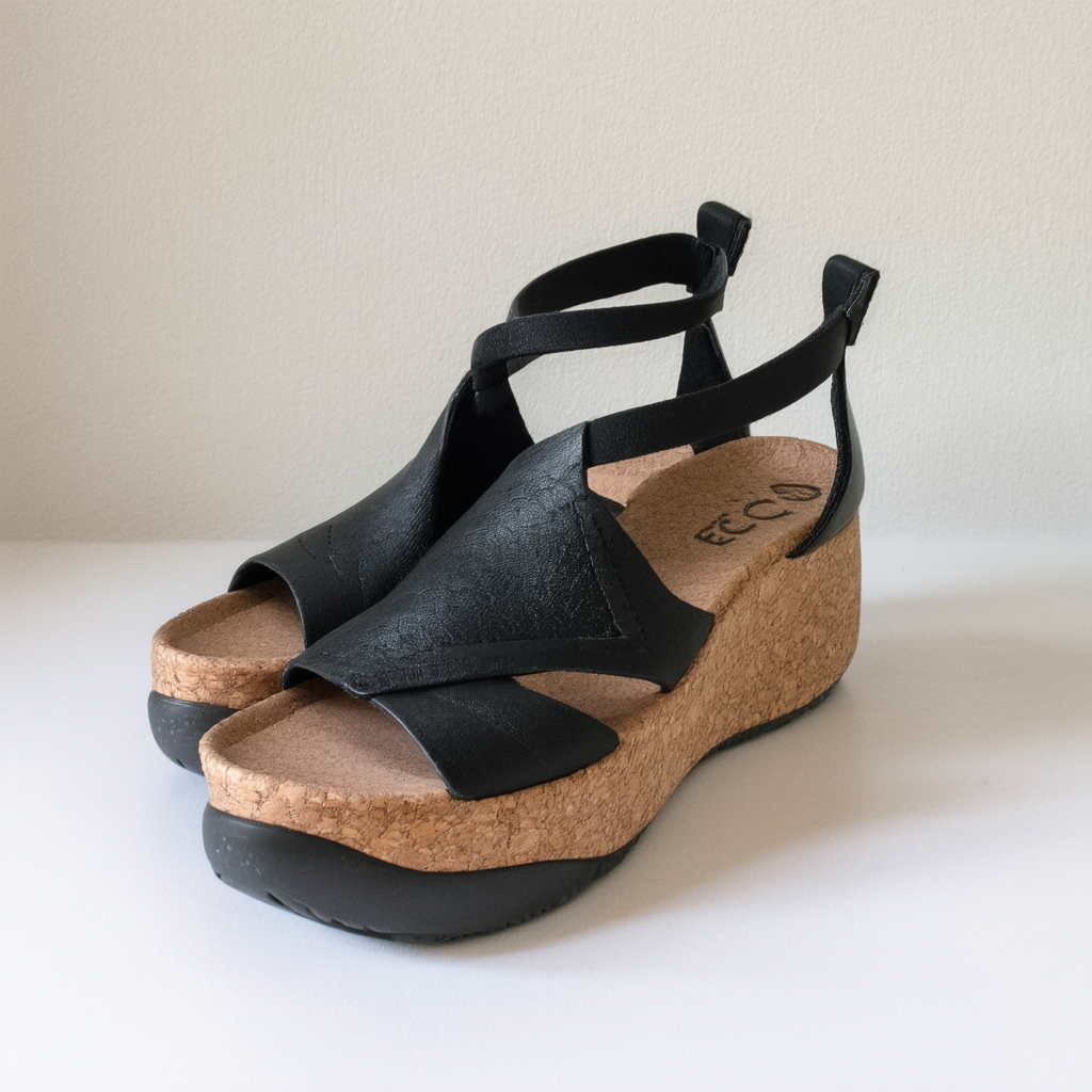ECCO Women's Corksphere Ankle Sandal, Black, 7-7. 5
