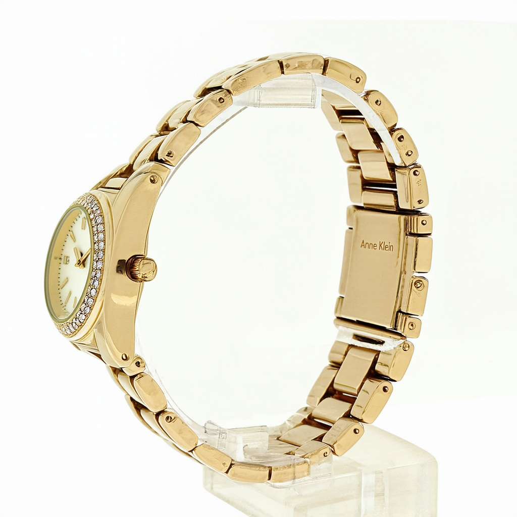 Anne Klein Women's AK/2670GMGB Diamond-Accented Gold-Tone Bracelet Watch