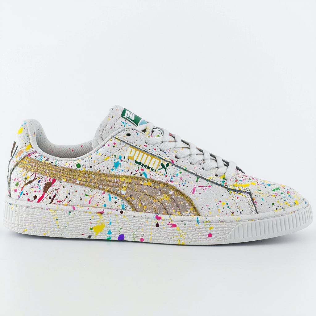 PUMA Men's Suede Classic Allover Splatter Fashion Sneaker