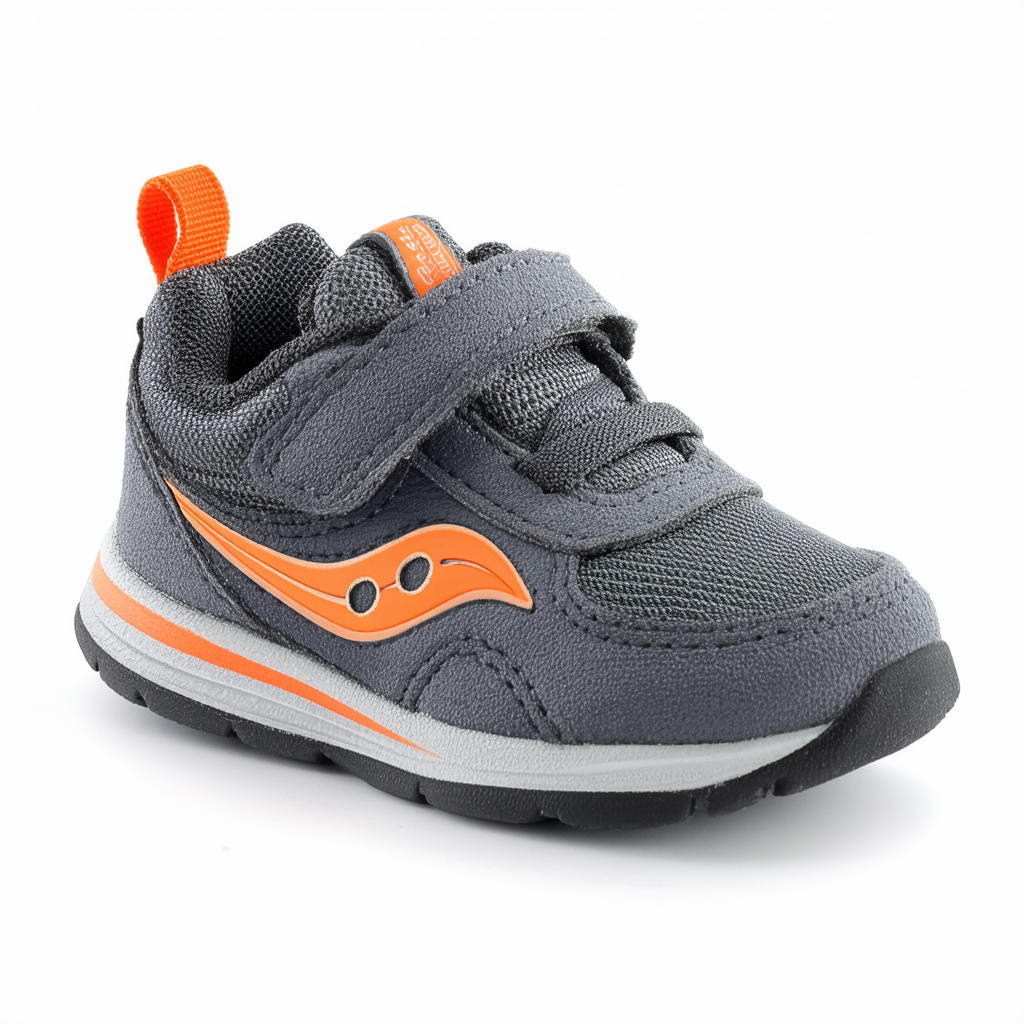 Saucony Unisex-Child Baby Jazz Hook & Loop, Grey/Orange, 7.5 W