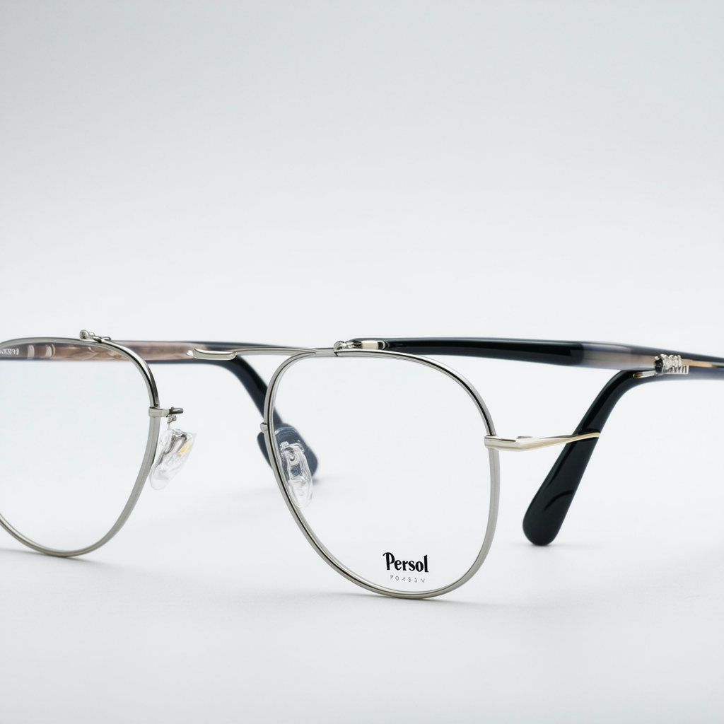 Persol PO2451V Eyeglasses 1074 Silver Black w/ Demo Lens 49mm