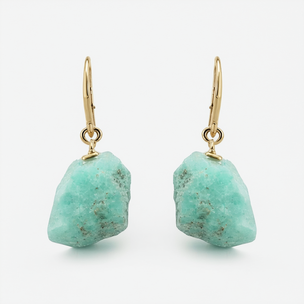 Amazon Collection Mint Stones with Fishhook Drop Earrings