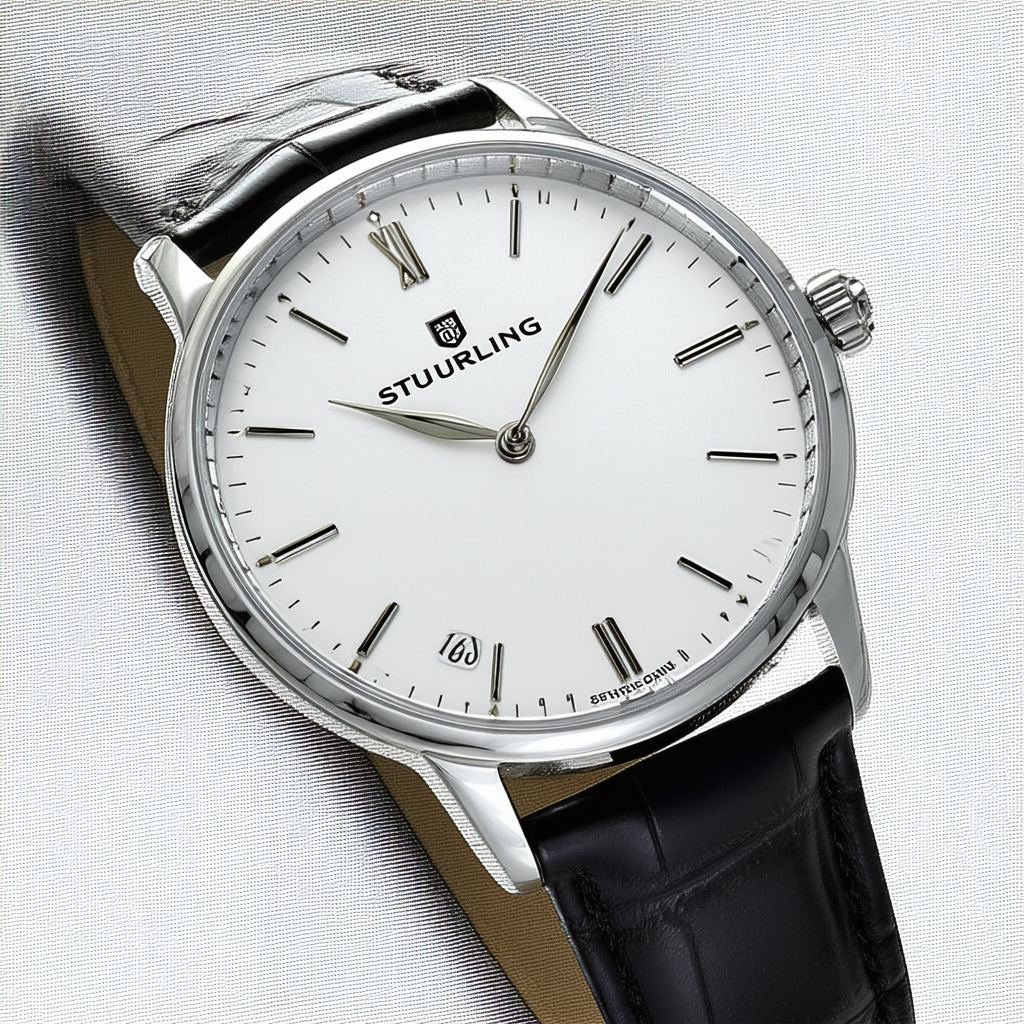 Stuhrling Original Men's 140.33152 Classic Ascot II Swiss Quartz Slim Silver Dial Watch