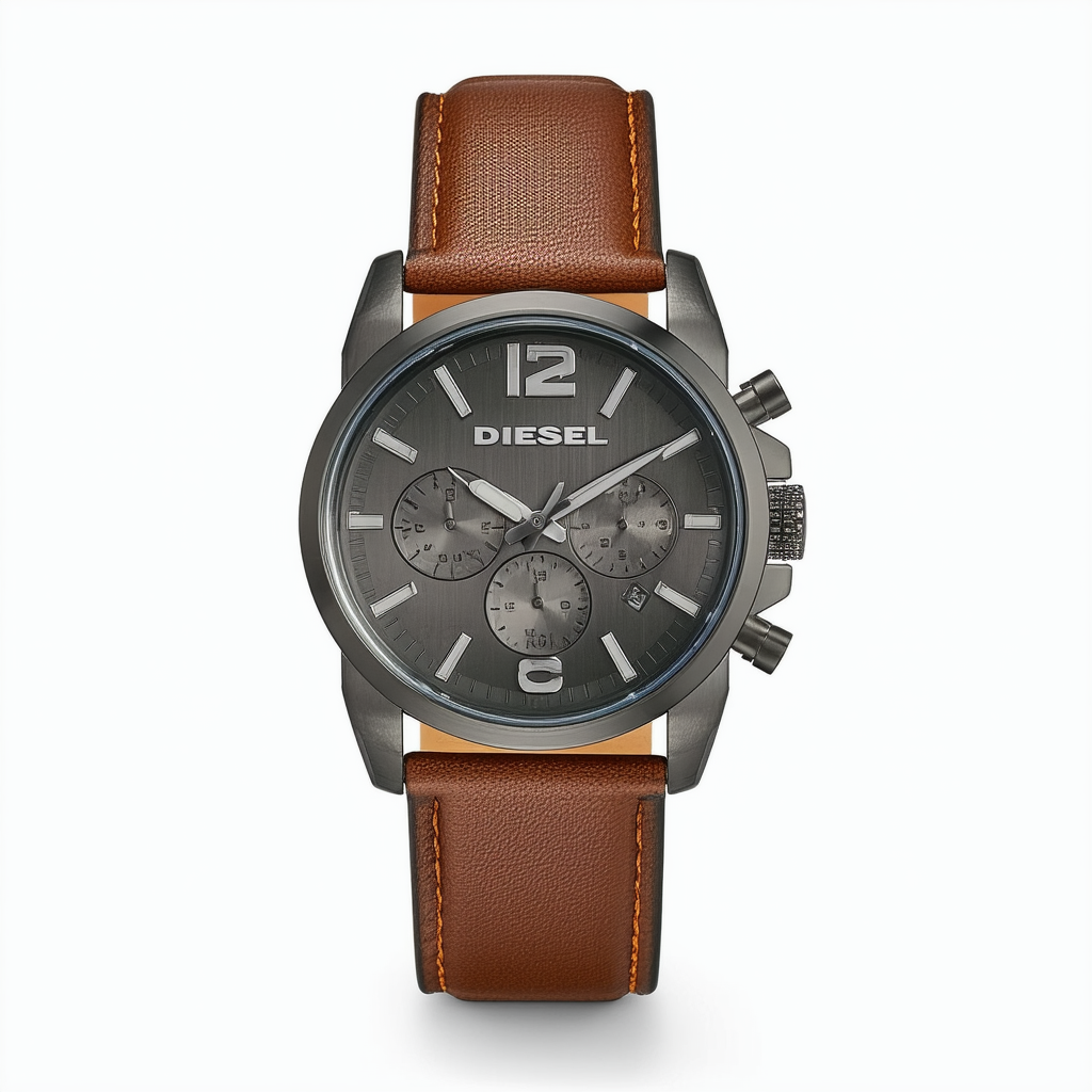 Diesel Men's DZ1694 Shifter Gunmetal-Tone Stainless Steel Watch with Brown Leather Strap