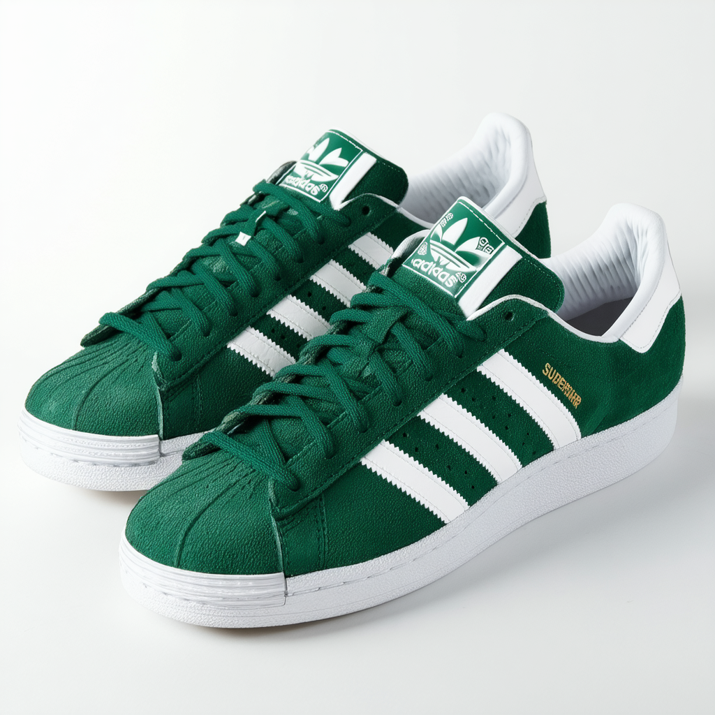 adidas Men's Superstar 80s DLX Suede Green/White B35987