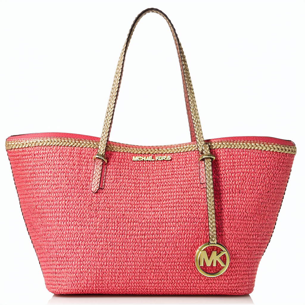 Michael Kors Marina Espadrille Large Shoulder Tote Watermelon/Gold