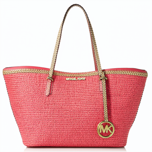 Michael Kors Marina Espadrille Large Shoulder Tote Watermelon/Gold