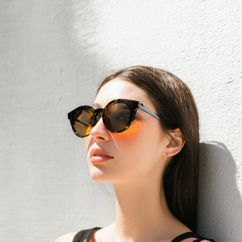 zeroUV Womens High Fashion Oversized Flash Mirror Round Horn Rimmed Sunglasses 57mm (Black/Fire)
