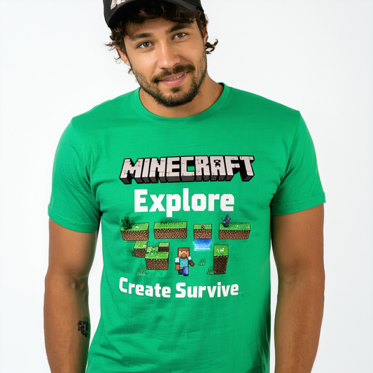 Minecraft Explore Create Survive Men's T-Shirt-Large