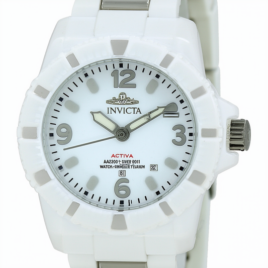 Activa By Invicta Unisex AA200-001 Silver Dial White Plastic Watch